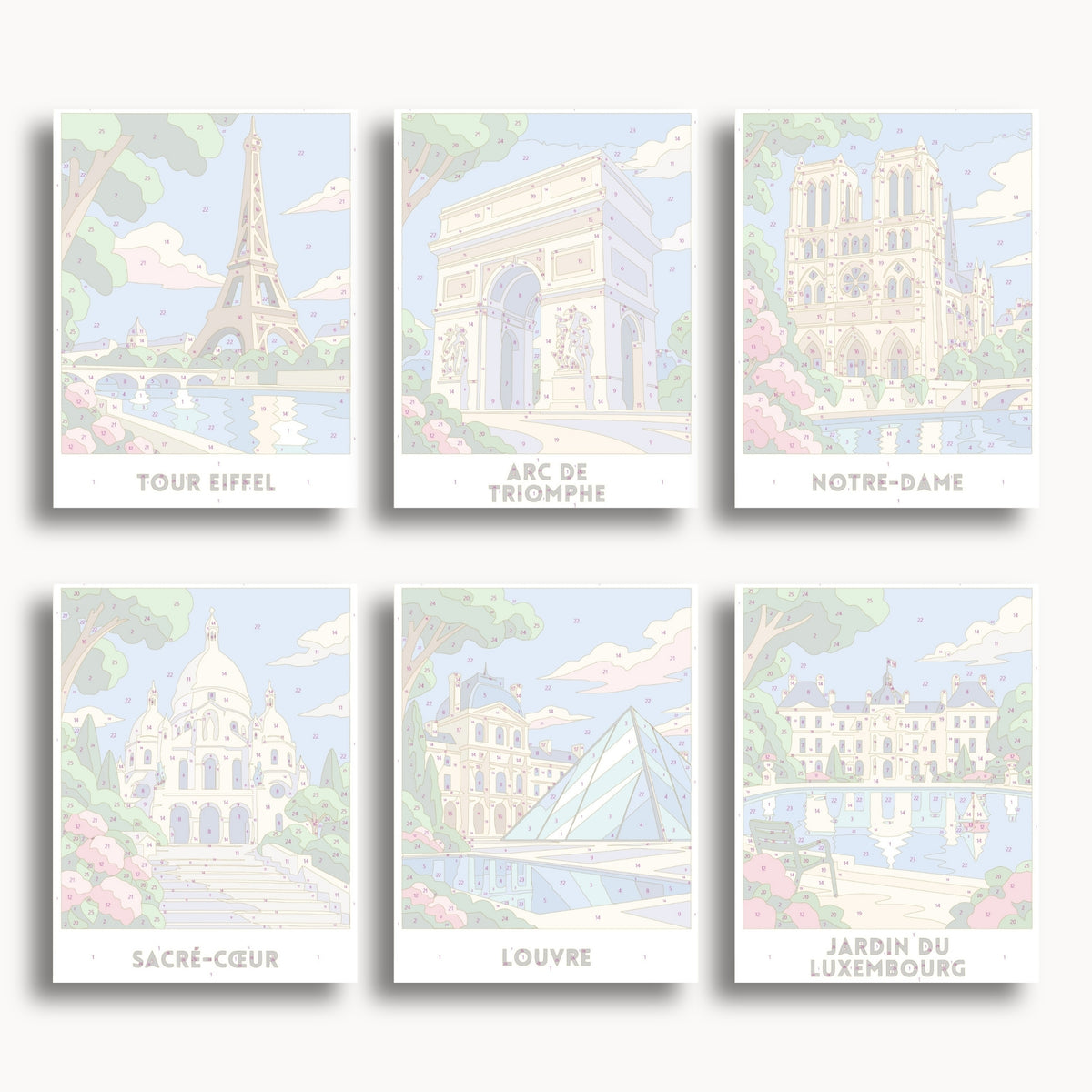 Paris travel poster mini paint by numbers collection