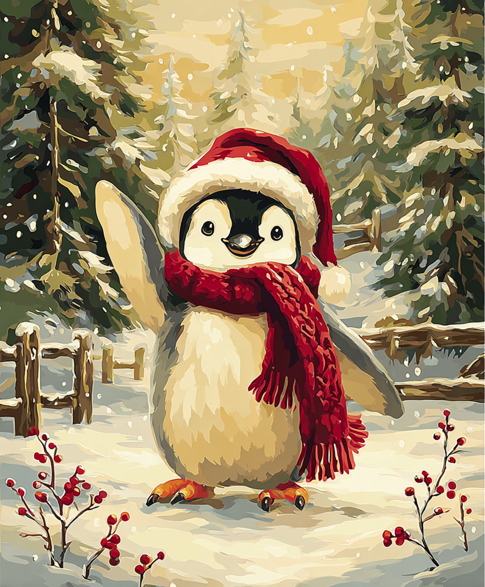 Penguin Greetings paint by numbers artwork