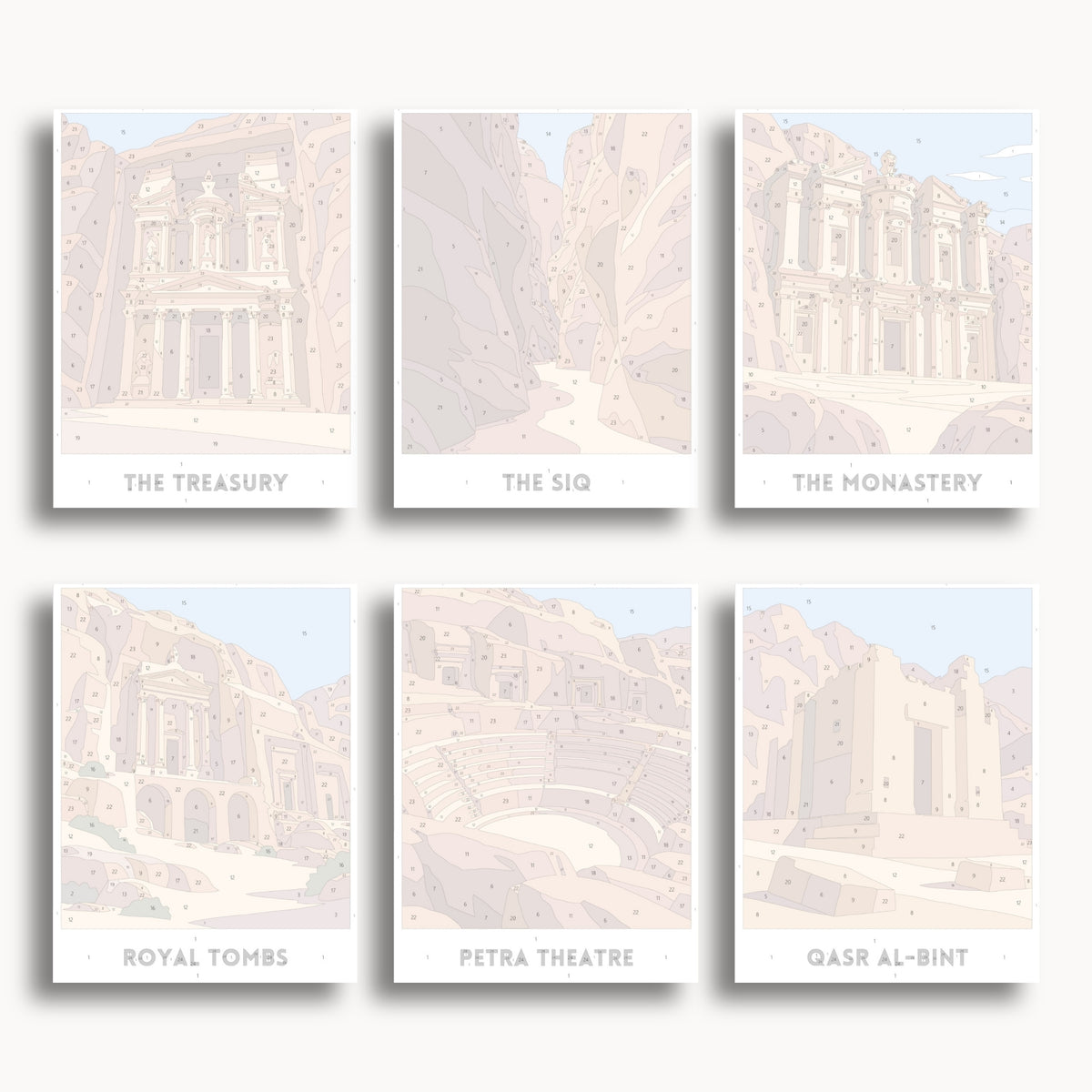 Petra travel poster mini paint by numbers collection