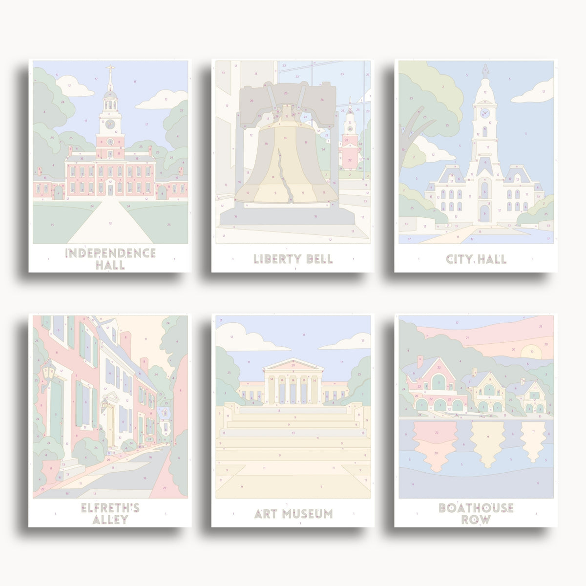 Philadelphia travel poster mini paint by numbers collection