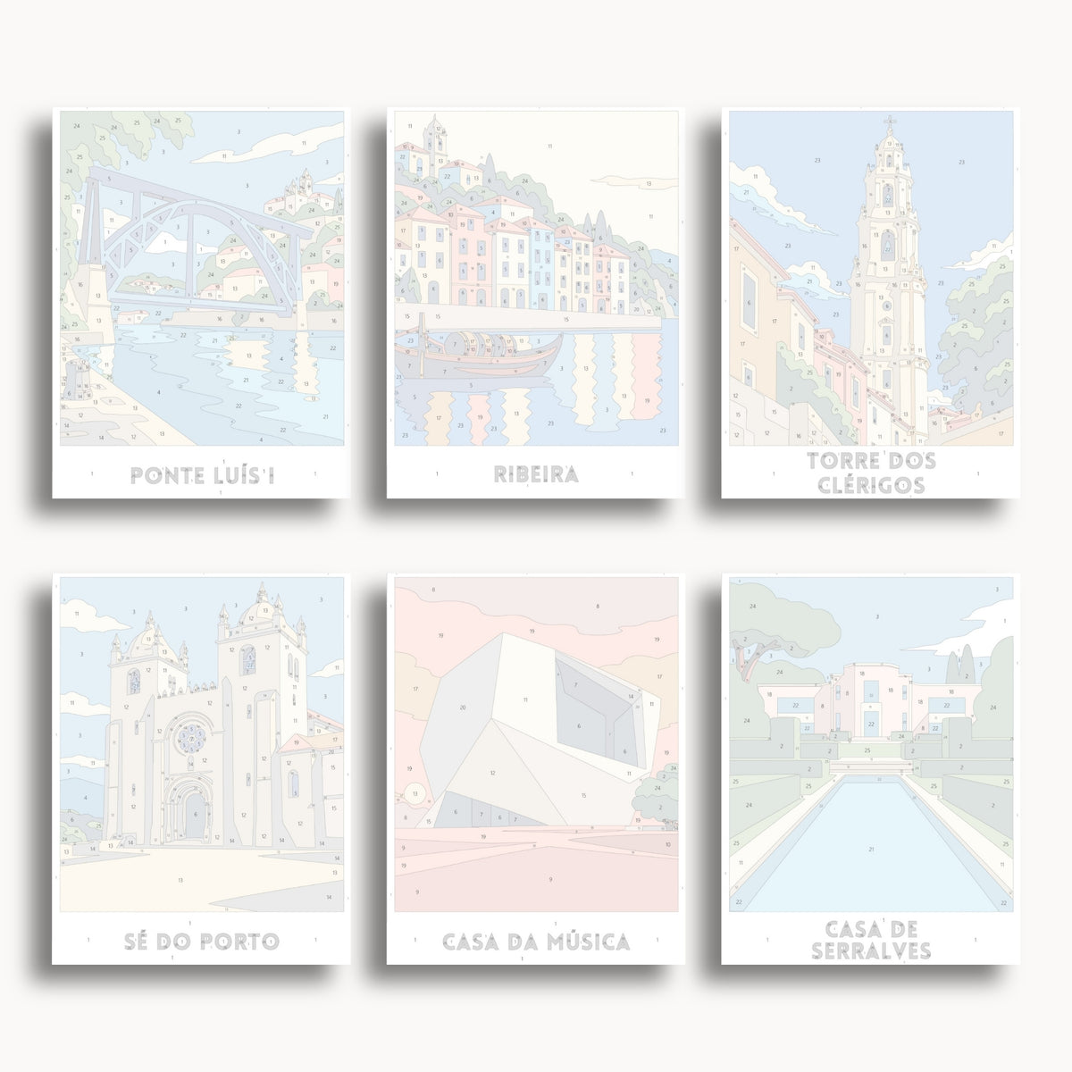 Porto travel poster mini paint by numbers collection