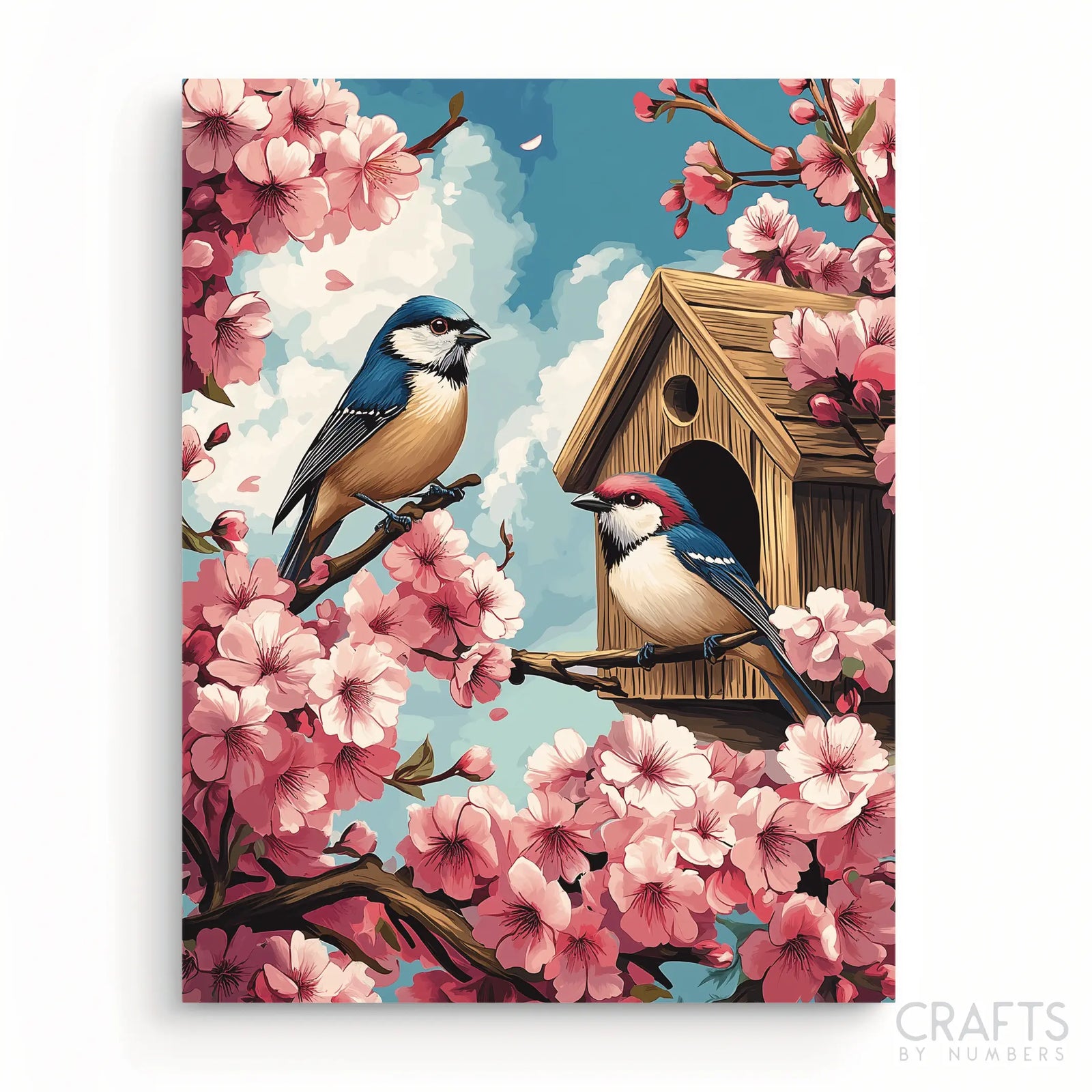 Cherry Blossom Nest paint by numbers artwork