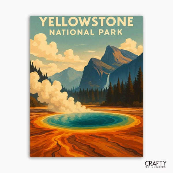 Scenic Yellowstone National Park wildlife painting kit for beginners and art enthusiasts.