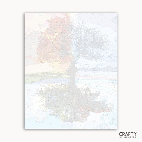Abstract art piece with a gradient of colors on a white background, featuring the brand 'Crafty by Numbers'.