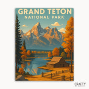Scenic Grand Teton National Park landscape paint by numbers kit for nature and mountain art enthusiasts.
