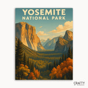 Paint by numbers kit showing Yosemite Valley View with colorful nature scenery and mountain views.