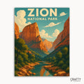 DIY wall art paint by numbers of Utah’s Zion canyons with red rock formations and scenic views.