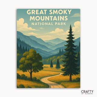 Kit de pintura de paisaje del Parque Nacional con vista a Golden Meadow, perfecto proyecto de manualidades con temática natural.