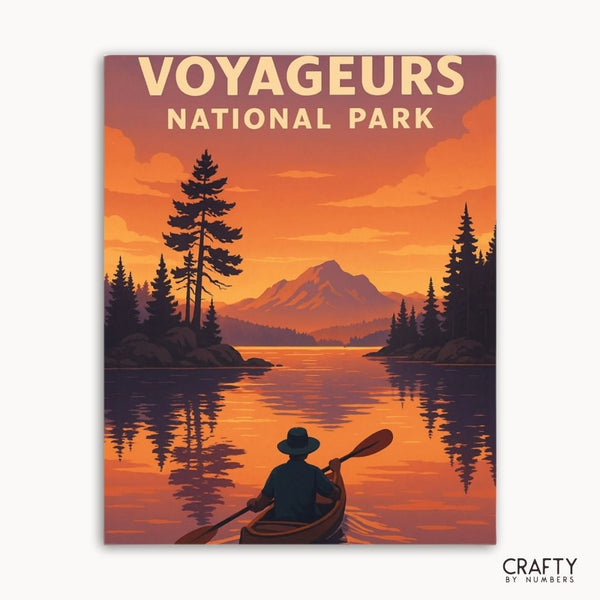 Voyageurs National Park DIY painting kit capturing tranquil nature and wilderness landscapes.