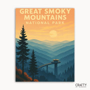 Great Smoky Mountains paint by numbers kit featuring a scenic mountain landscape for beginner-friendly DIY painting.
