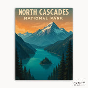 National Park paint by numbers with North Cascades mountains and scenic wilderness DIY artwork.