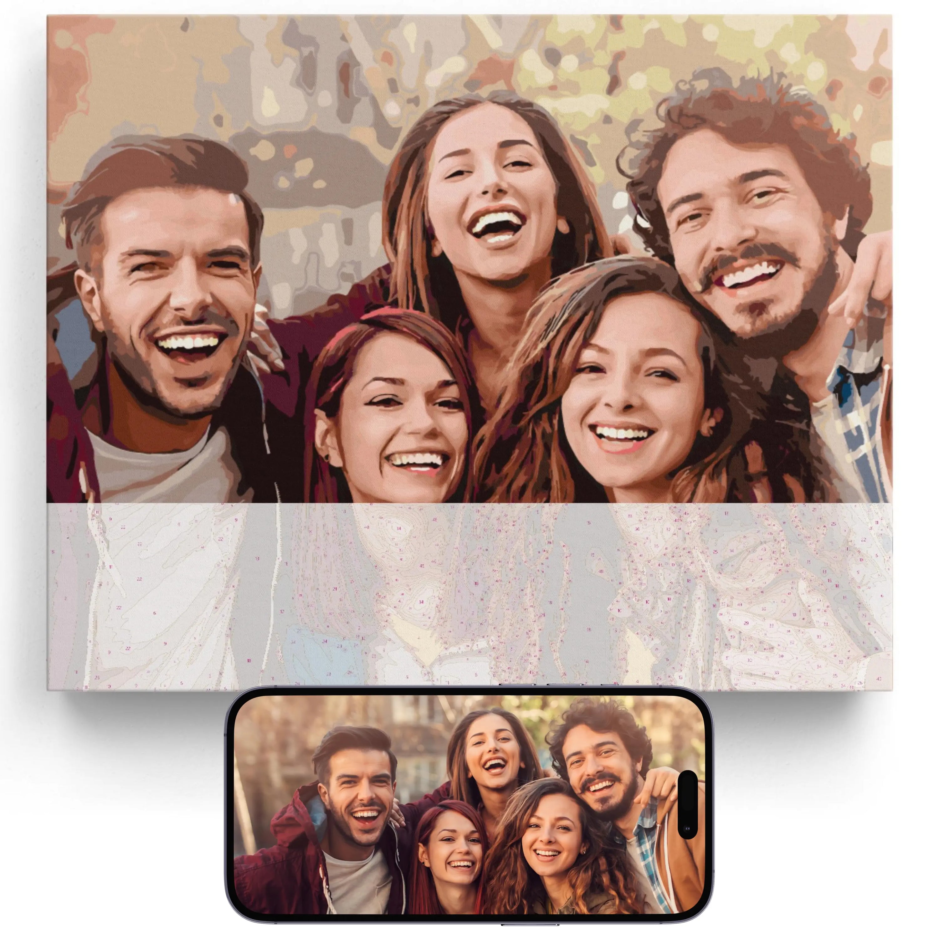 horizontal group photo from phone to wall custom paint by numbers