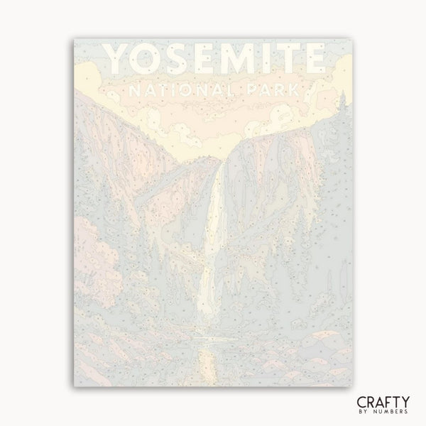 Majestic falls in Yosemite National Park paint by numbers set, ideal for artistic activity and stress relief at home.