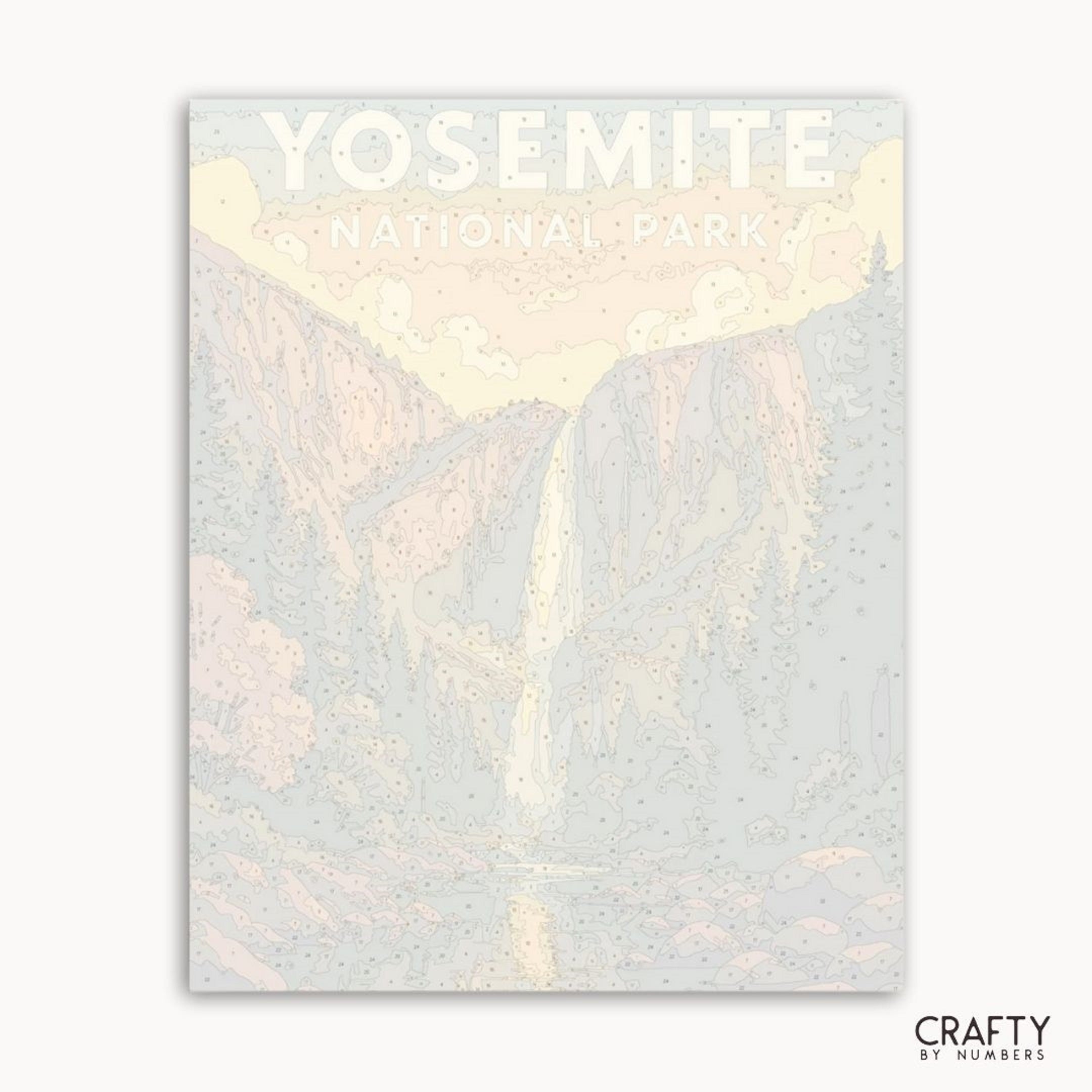 Majestic falls in Yosemite National Park paint by numbers set, ideal for artistic activity and stress relief at home.