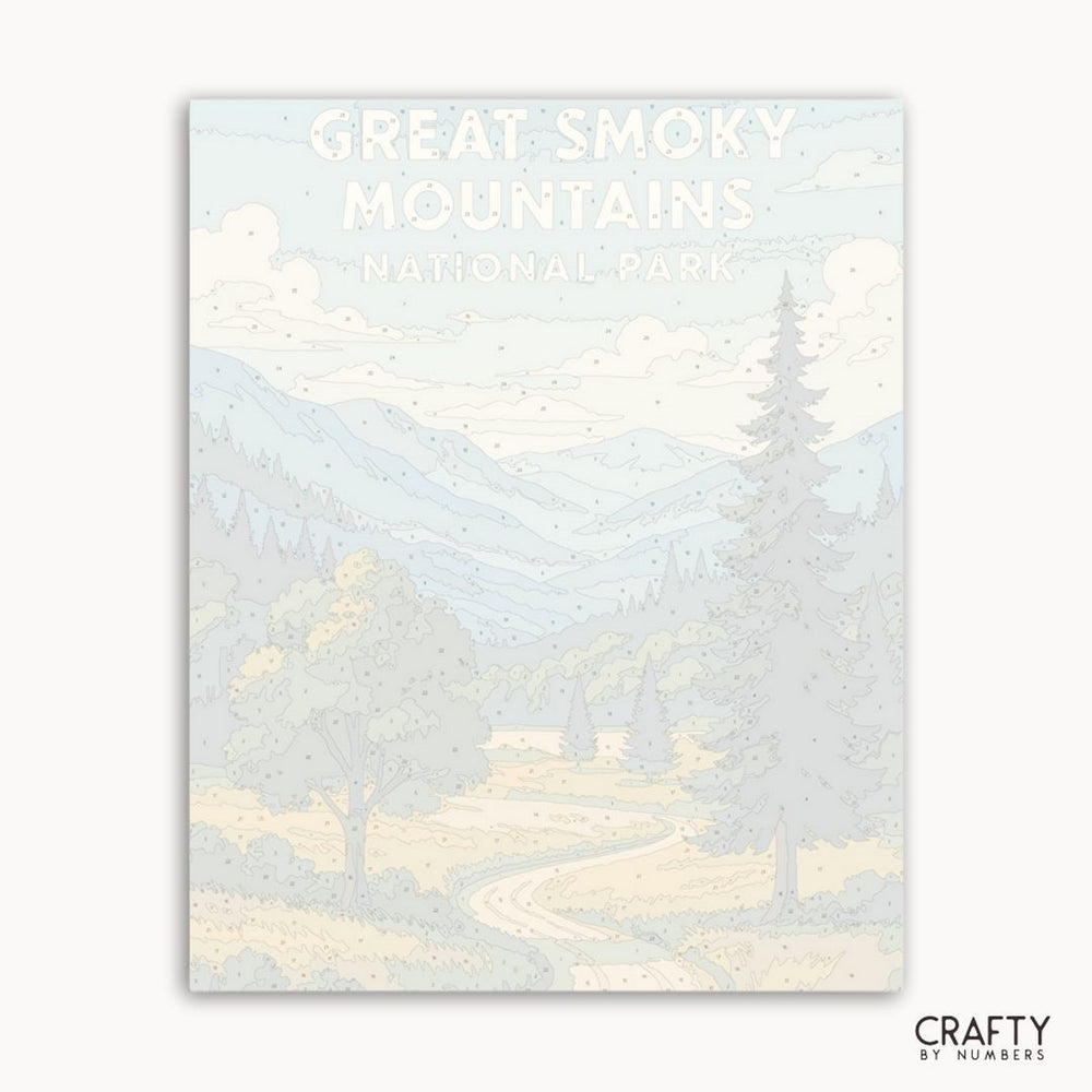 Golden Meadow in Great Smoky Mountains paint by numbers, serene outdoor scenery for DIY hobbyists.