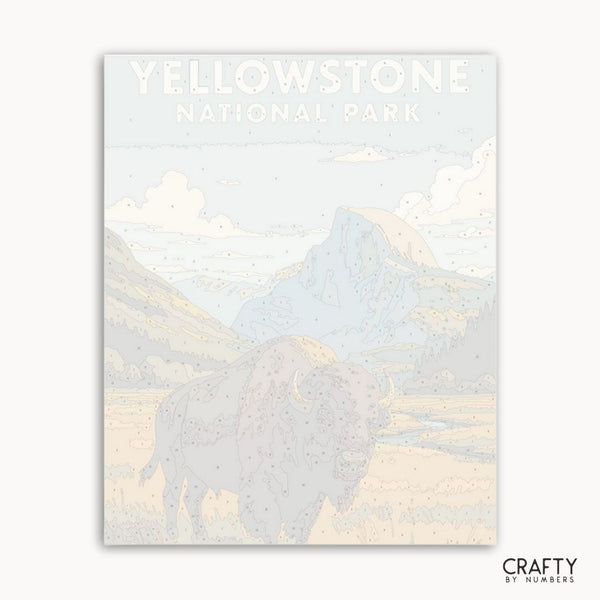 Paint your own Yellowstone bison scene with this DIY kit, ideal for scenic landscapes and nature art.