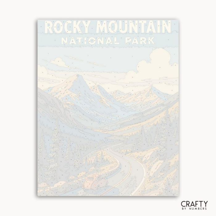 Scenic Rocky Mountain view paint by numbers kit for adults and beginners.