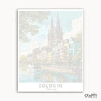 Pastel-colored illustration of a cityscape with a prominent tower, labeled 'Cologne, Germany', on a white background.