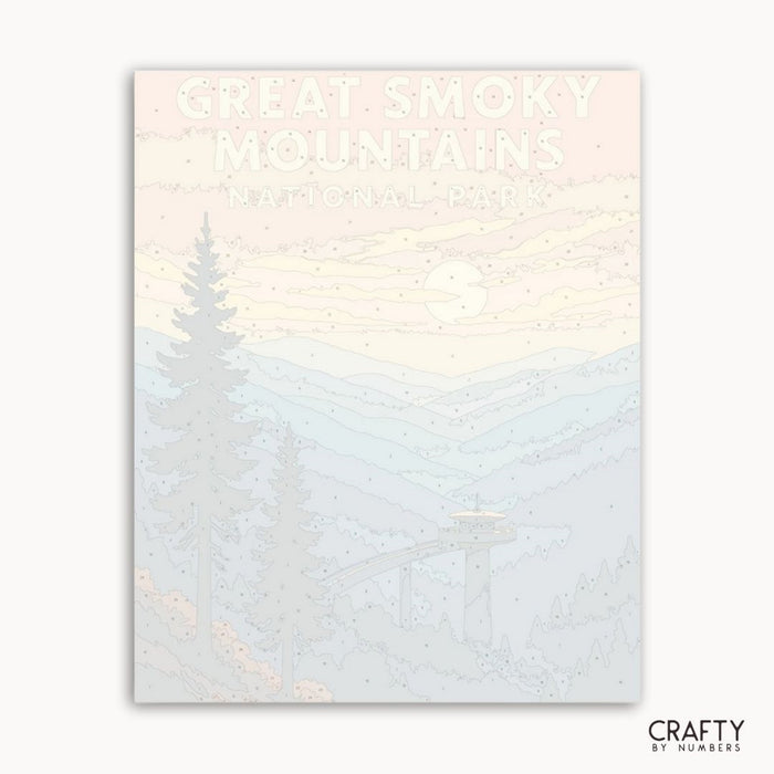 Landscape painting kit of Great Smoky Mountains for DIY art lovers and nature-inspired crafts.