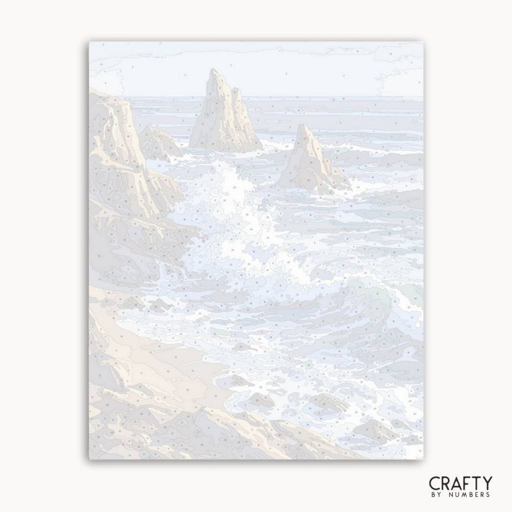 Marble-like texture with light gray and beige tones, featuring the brand 'Crafty by Numbers'.