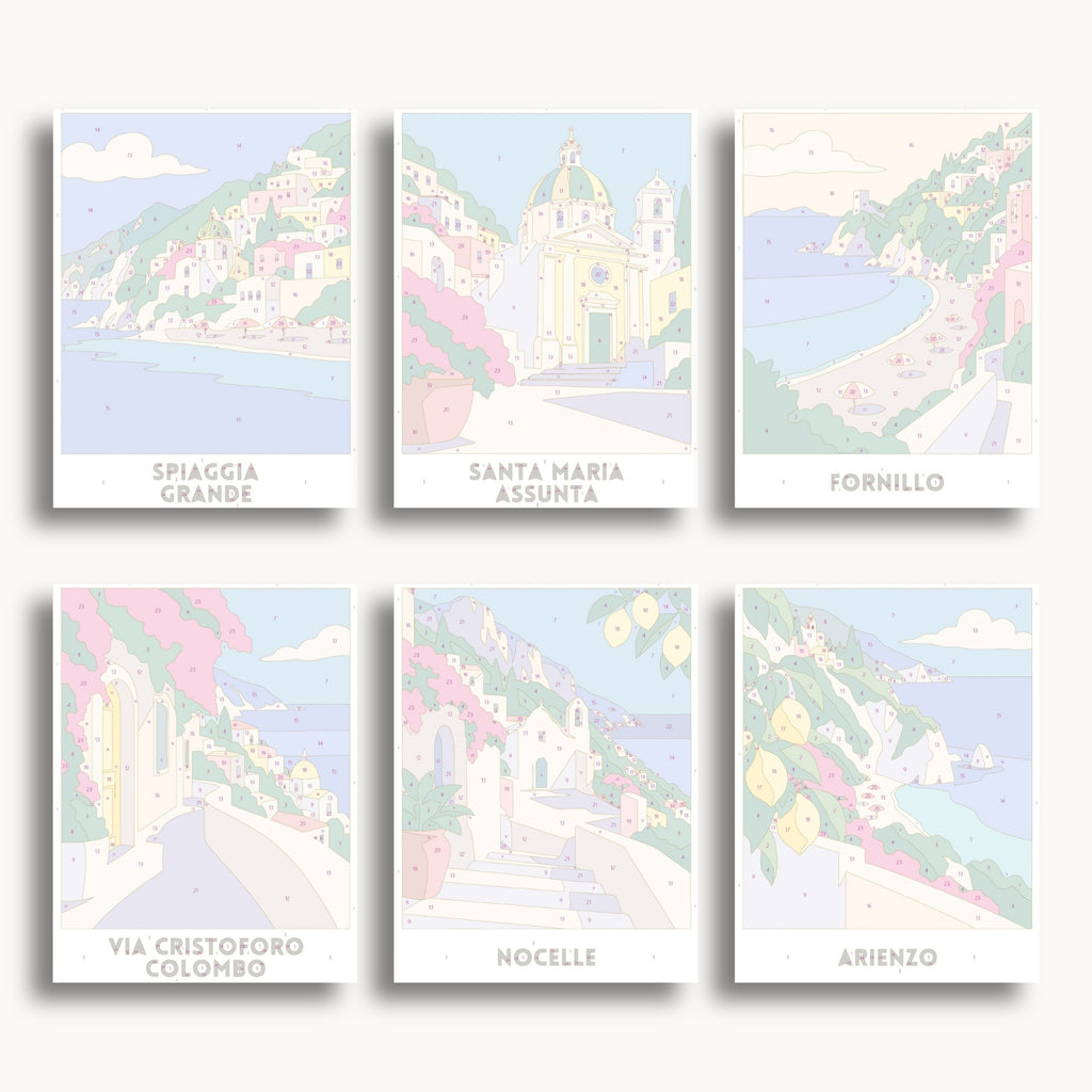 Positano travel poster mini paint by numbers collection