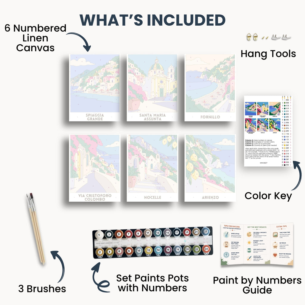 Positano travel poster mini paint by numbers collection