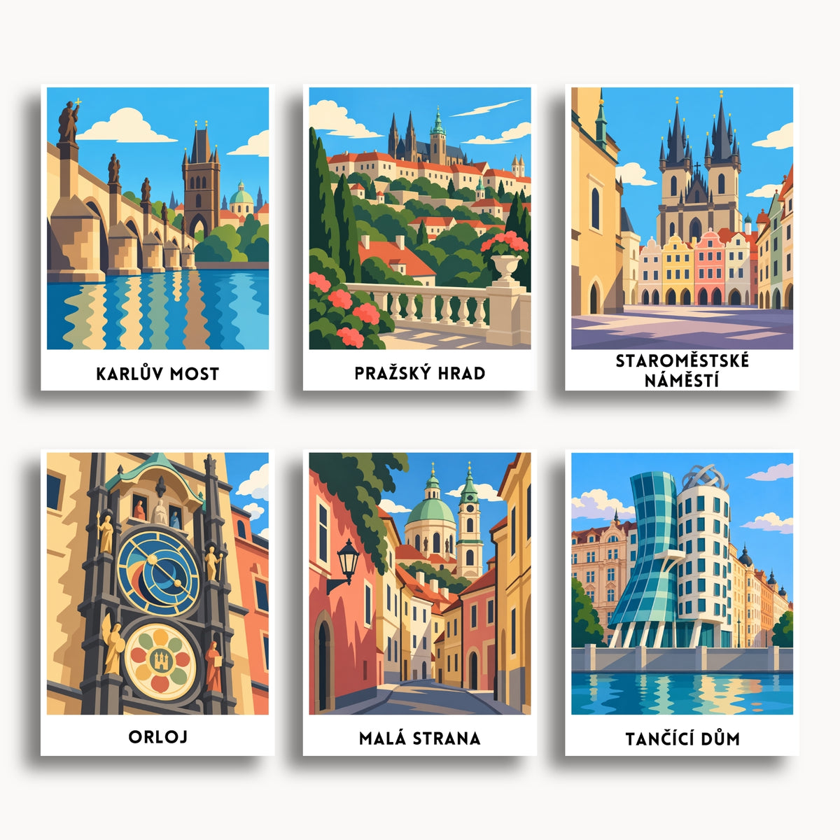 Prague travel poster mini paint by numbers collection