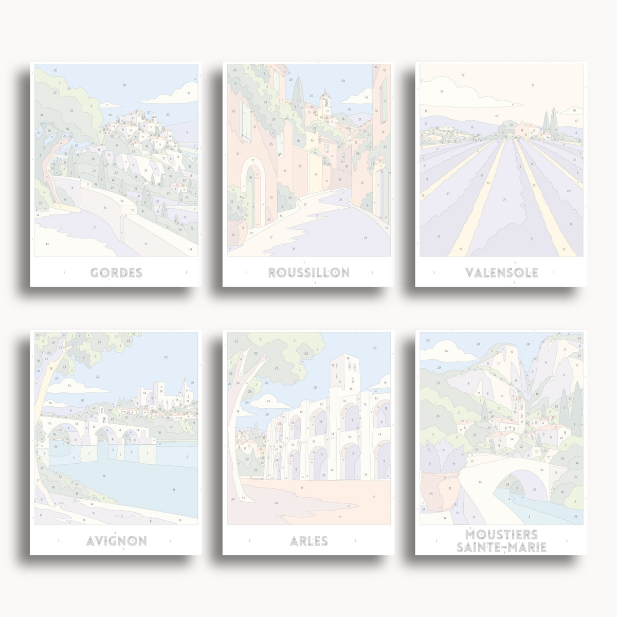 Provence travel poster mini paint by numbers collection