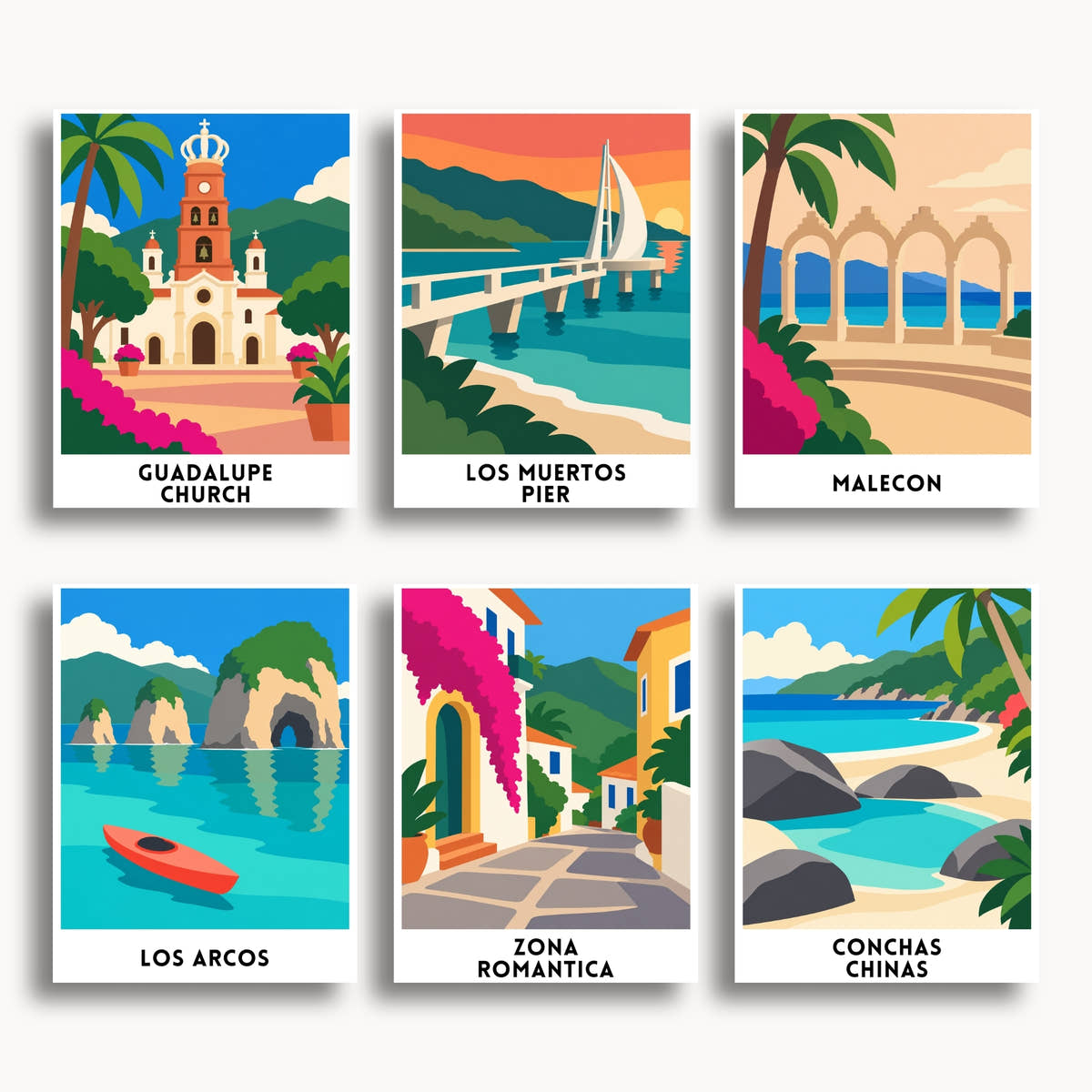 Puerto Vallarta travel poster mini paint by numbers collection