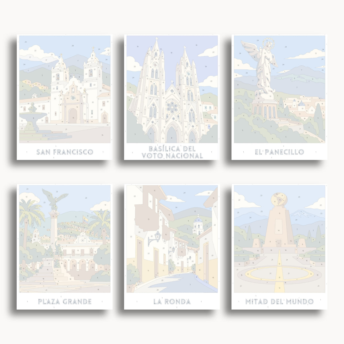 Quito travel poster mini paint by numbers collection