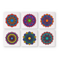 Radiant Mandalas mini paint by numbers kit set of 6 with numbered linen canvases and vibrant acrylic paints