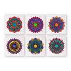 Radiant Mandalas mini paint by numbers kit set of 6 with numbered linen canvases and vibrant acrylic paints