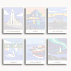 Reykjavik travel poster mini paint by numbers collection