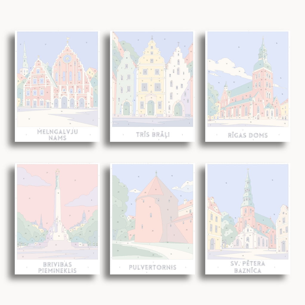 Riga travel poster mini paint by numbers collection