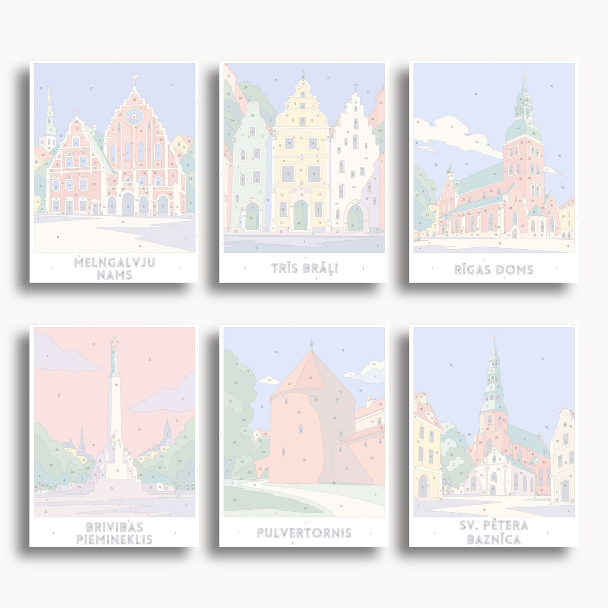 Riga travel poster mini paint by numbers collection