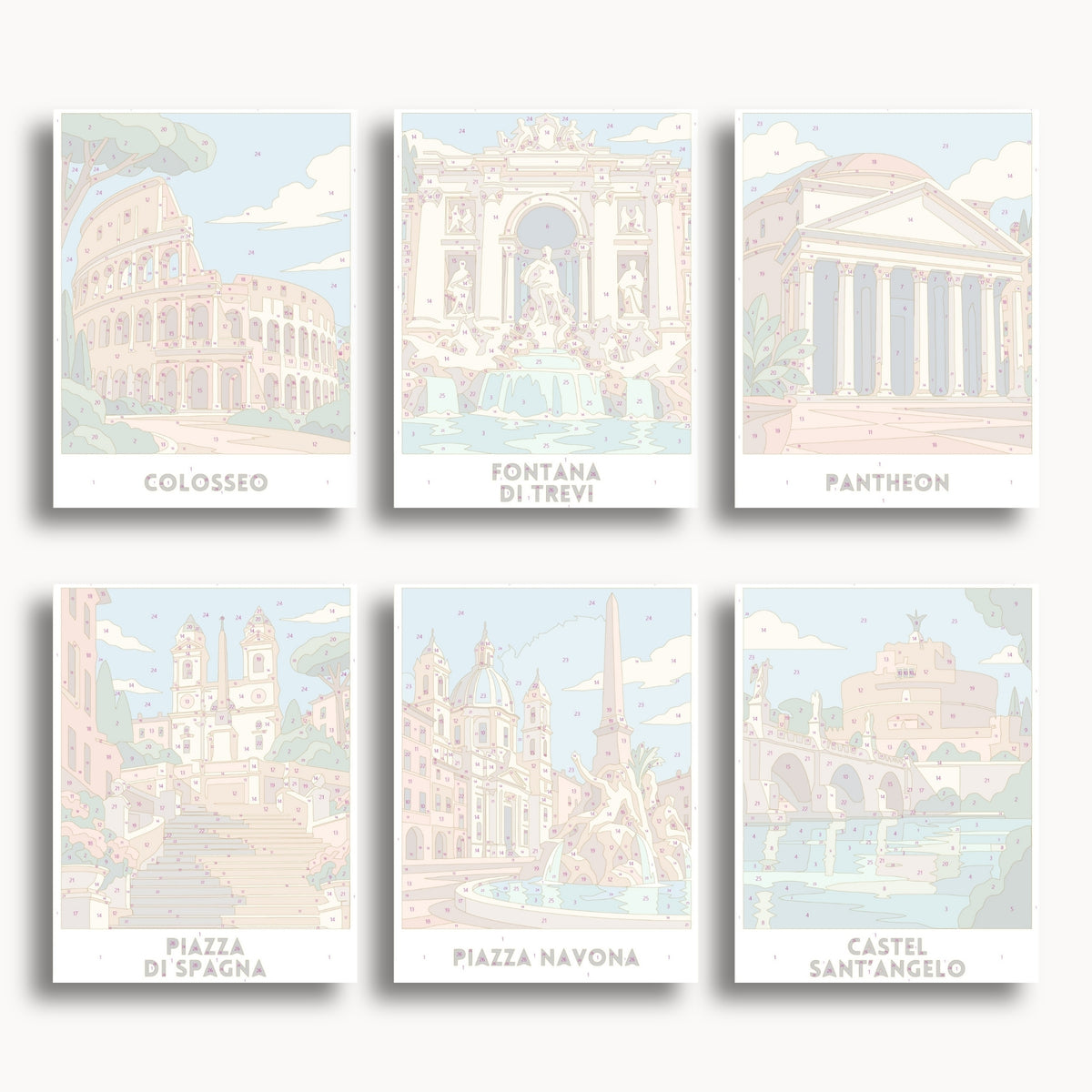 Rome travel poster mini paint by numbers collection