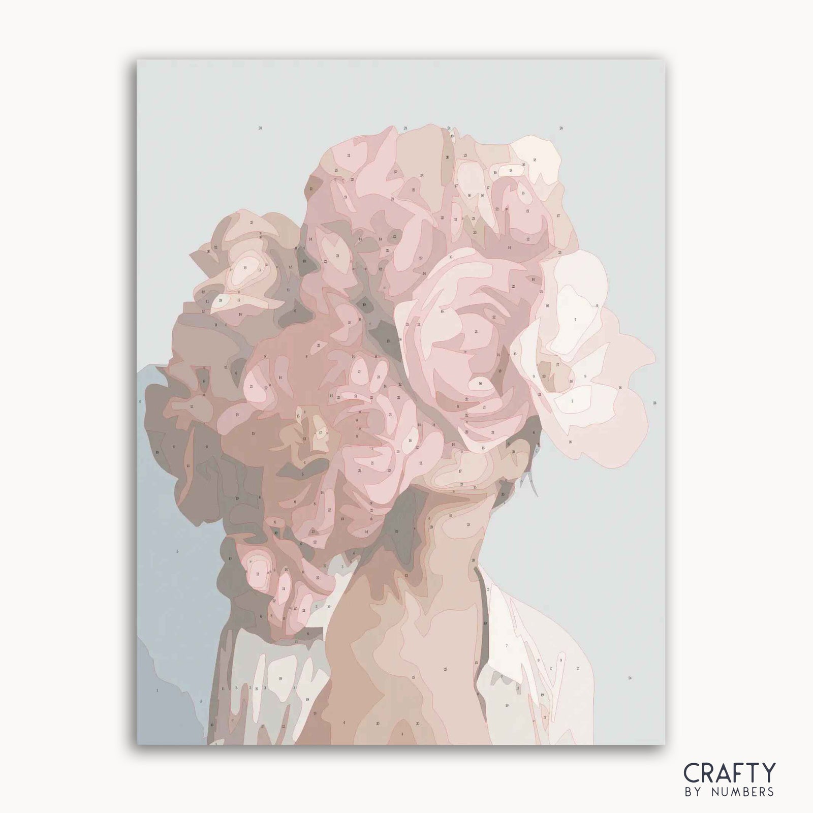 Malen nach Zahlen „Rosy Reverie“, inspiriert von berühmten Gemälden mit lebendigen Farben und komplizierten Details.