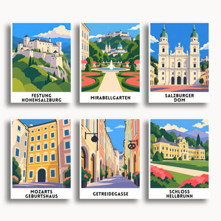 Salzburg travel poster mini paint by numbers collection
