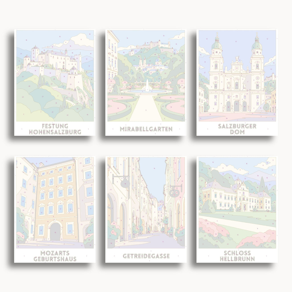 Salzburg travel poster mini paint by numbers collection