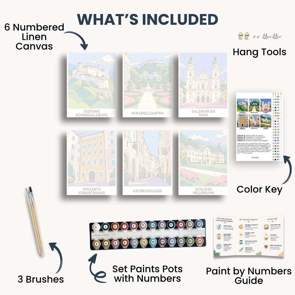 Salzburg travel poster mini paint by numbers collection