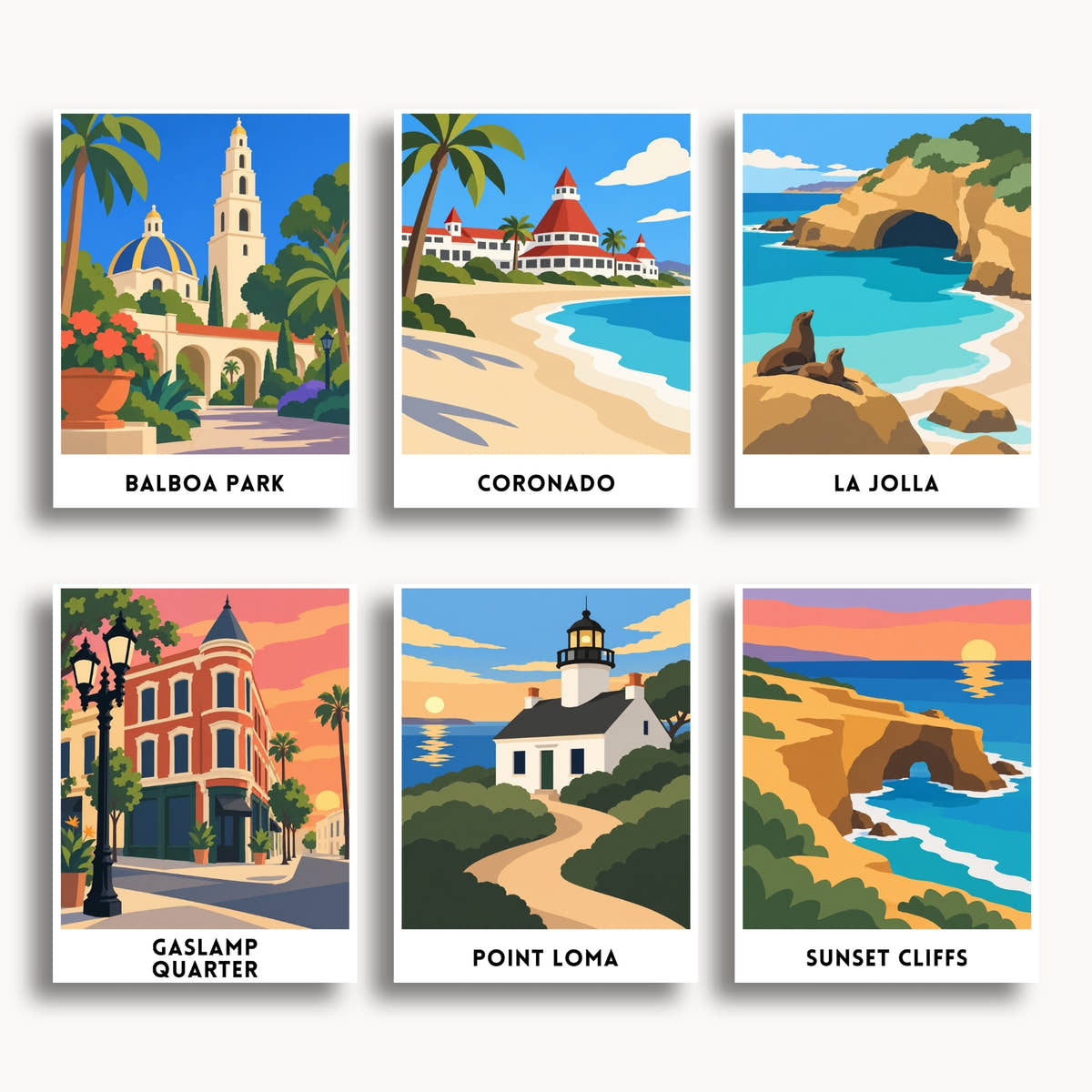 San Diego travel poster mini paint by numbers collection