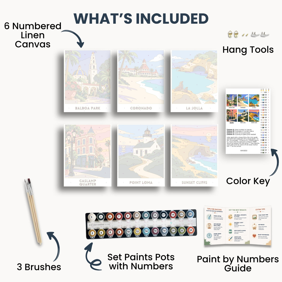 San Diego travel poster mini paint by numbers collection