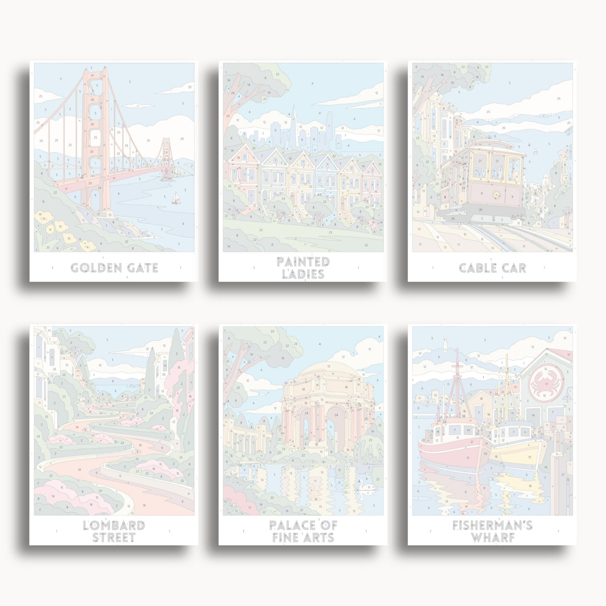 San Francisco travel poster mini paint by numbers collection