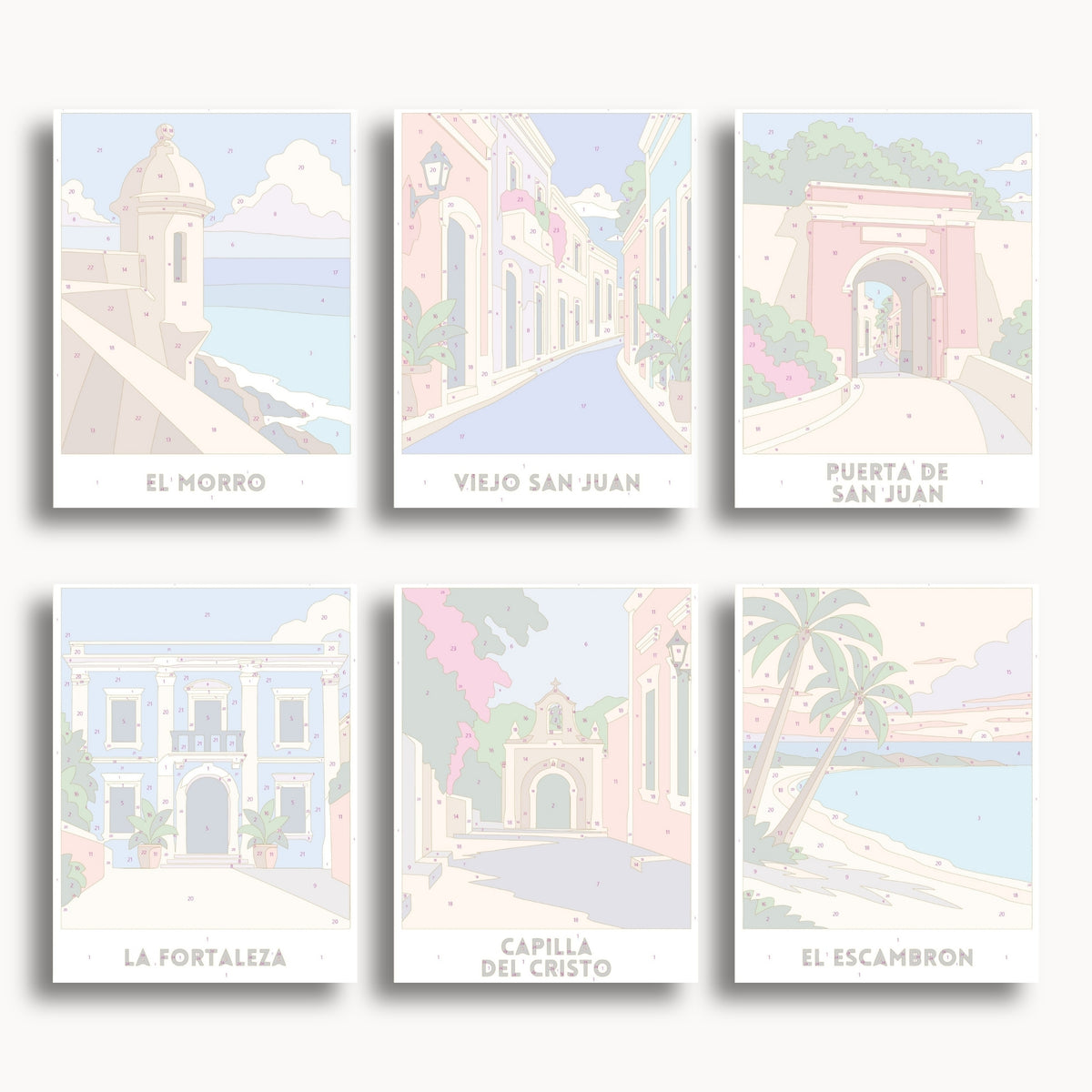 San Juan travel poster mini paint by numbers collection