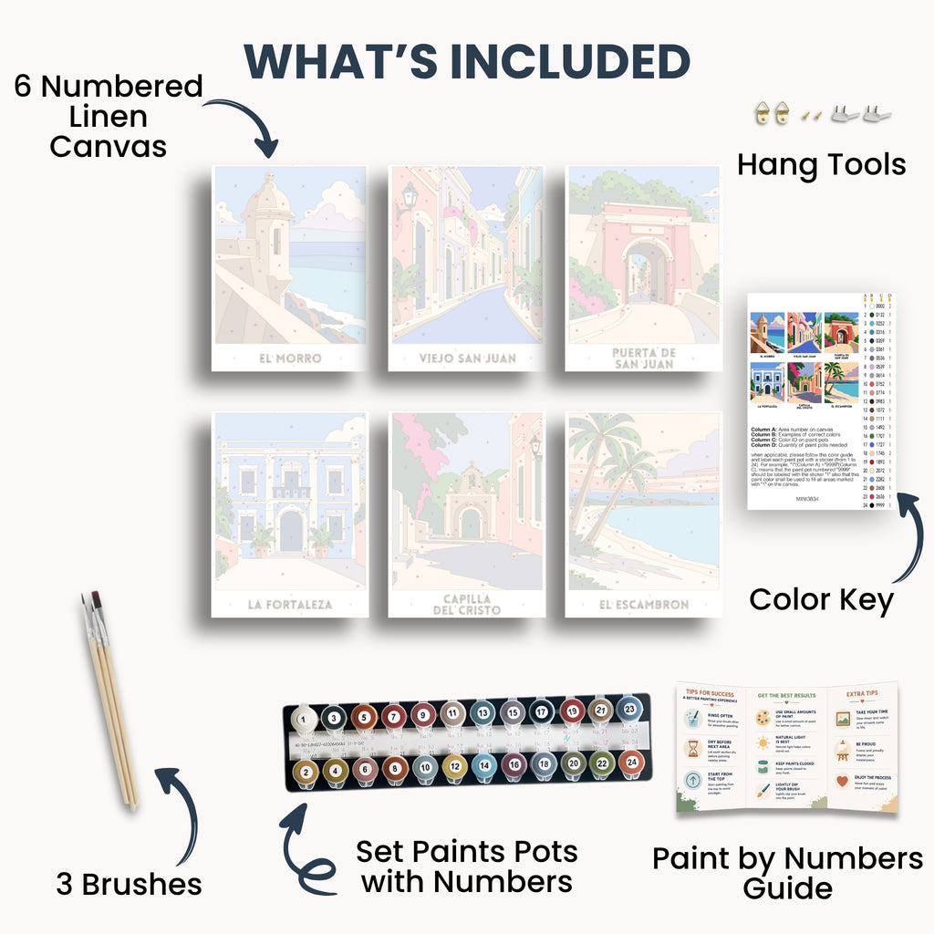 San Juan travel poster mini paint by numbers collection
