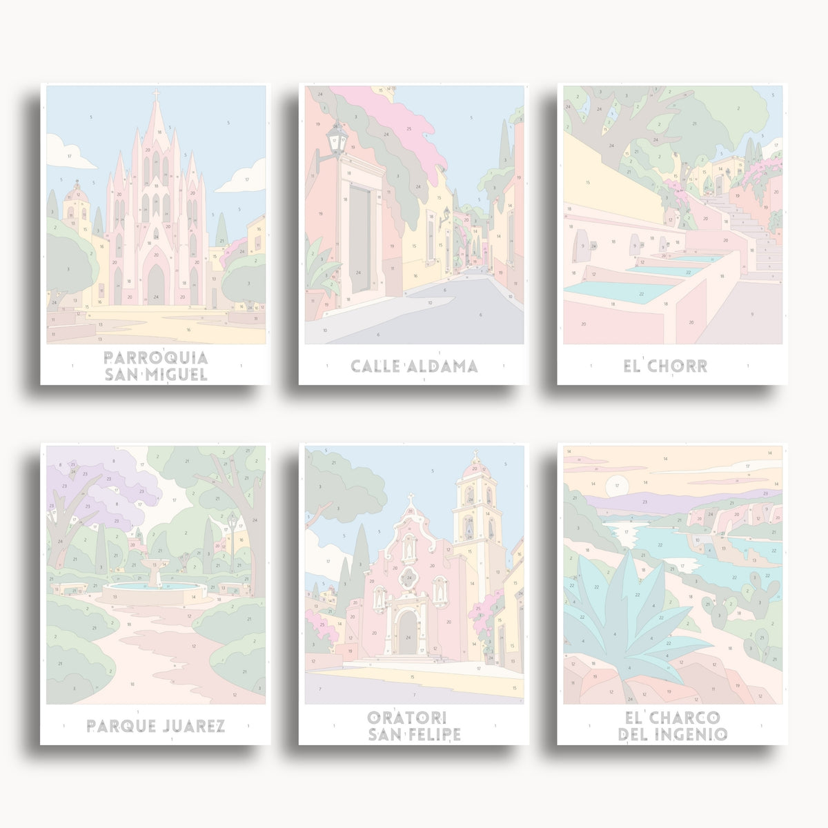 San Miguel de Allende travel poster mini paint by numbers collection