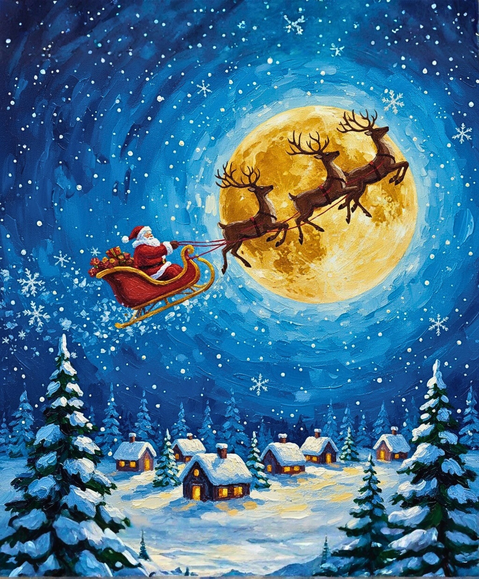 Santa’s Midnight Ride paint by numbers artwork