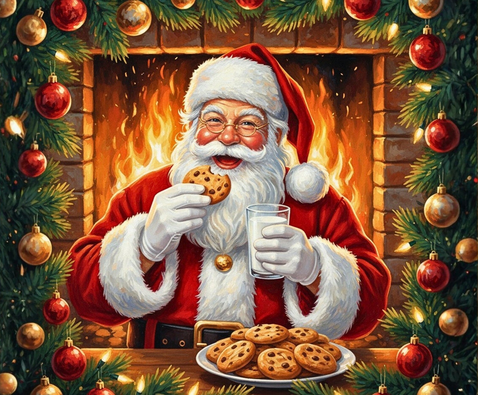 Santa’s Snack Break paint by numbers artwork