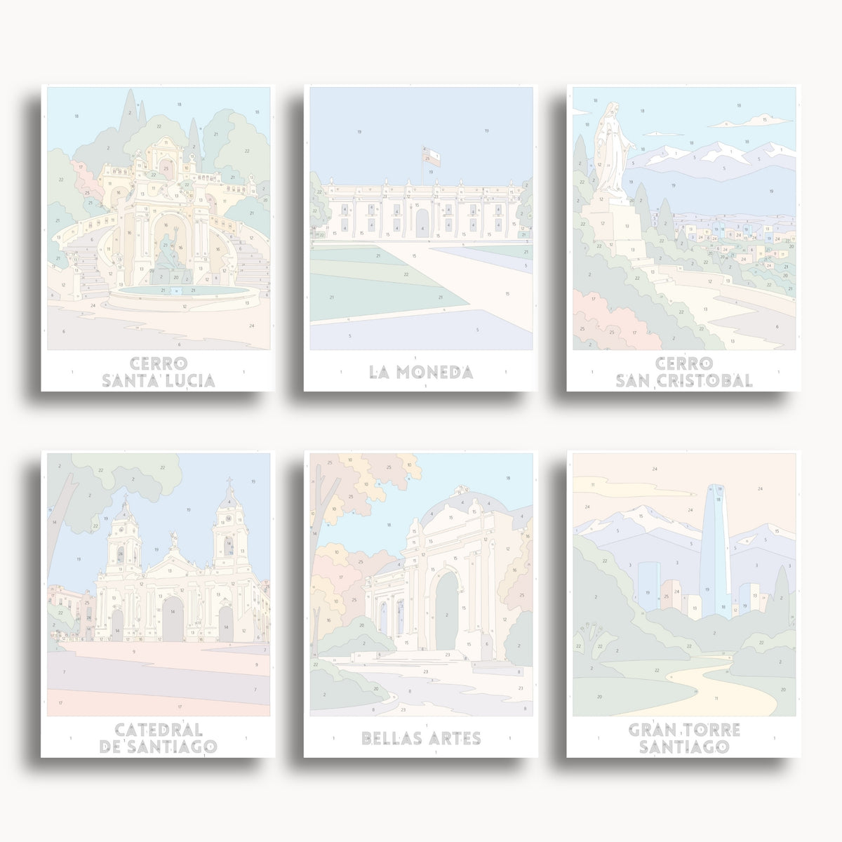 Santiago travel poster mini paint by numbers collection