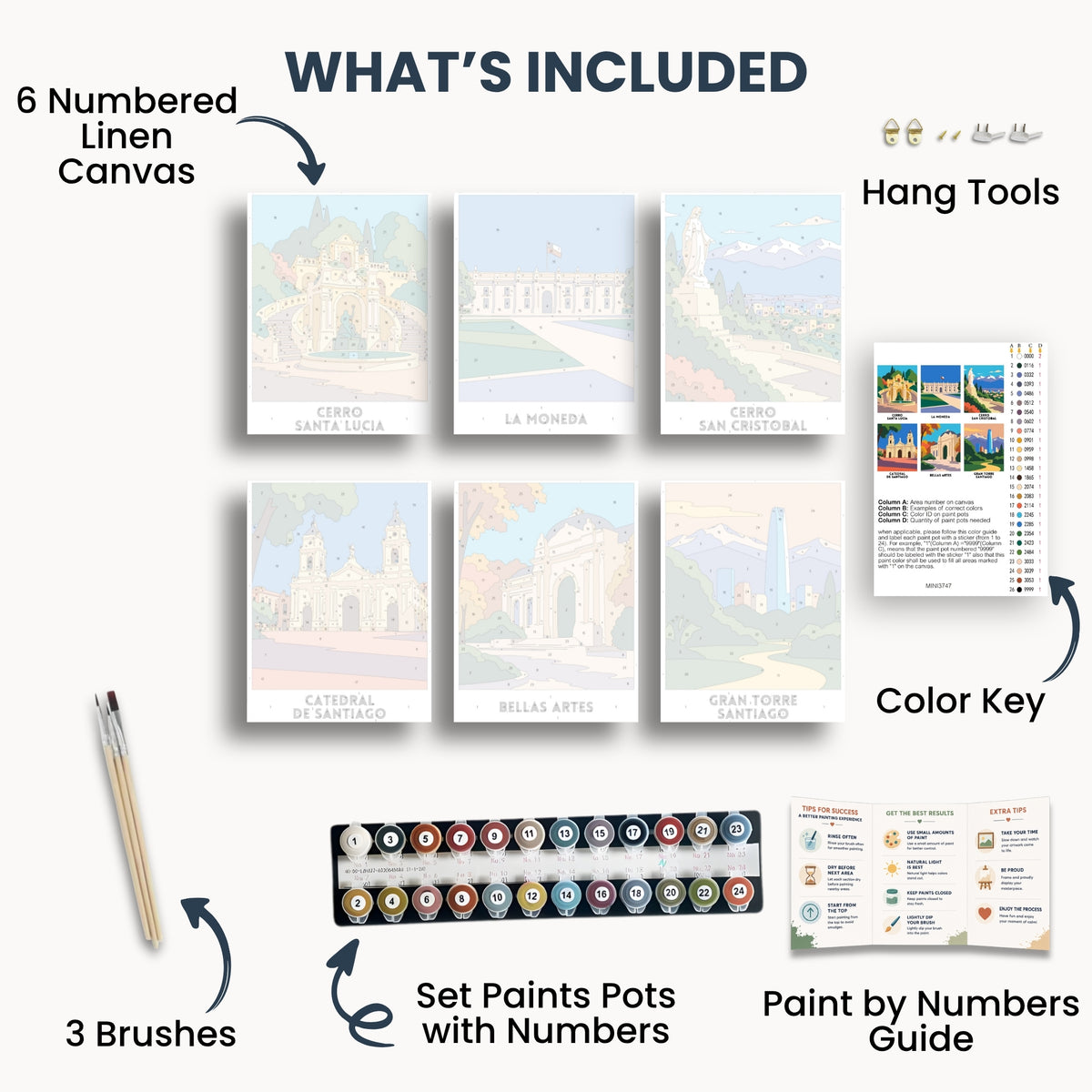 Santiago travel poster mini paint by numbers collection